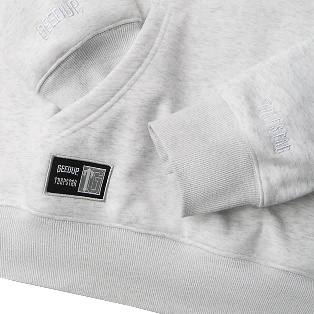 Geedup x Trapstar Team Logo x Irongate T Hoodie 'White Marle / Grey' (2025)