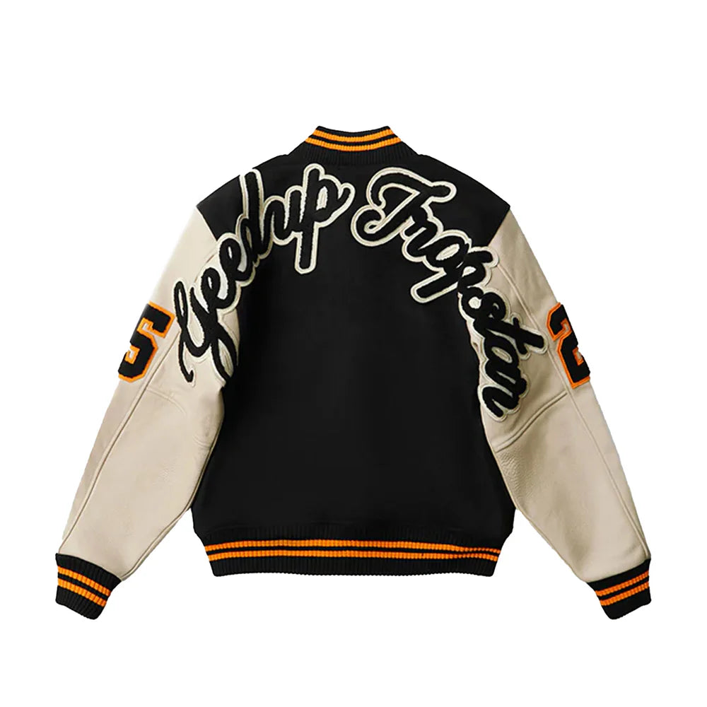 Geedup x Trapstar Letterman Jacket 'Black / Cream / Orange' (2025)