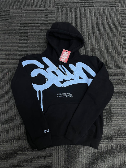 Geedup Handstyle Hoodie 'Black / Baby Blue' (2024)