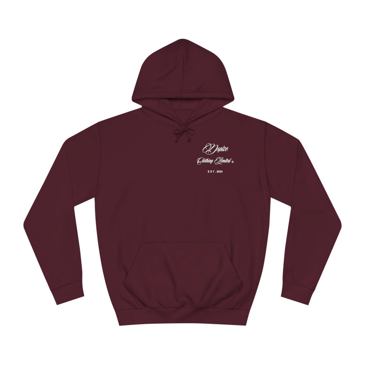 DCL White Script Burgundy Hood