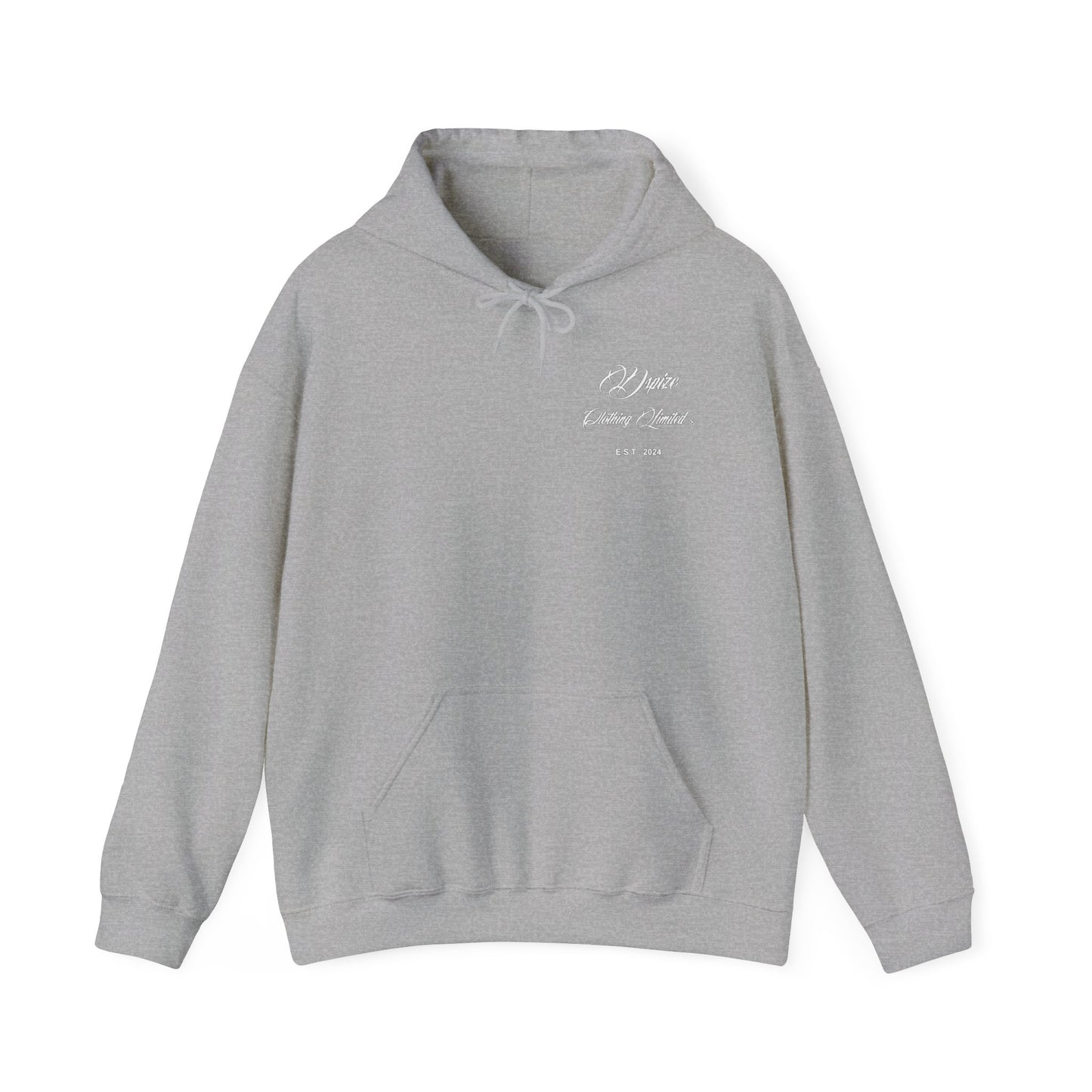 DCL White Script Grey Hood