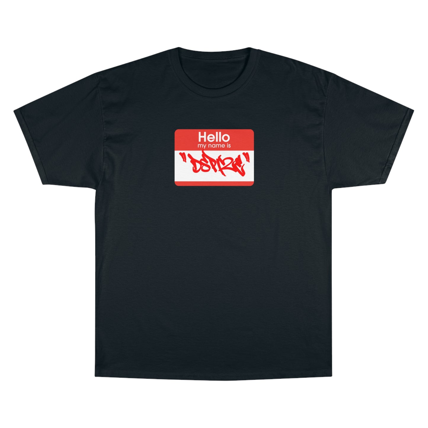 DCL Hello My Name Is Red Tag Black Tee