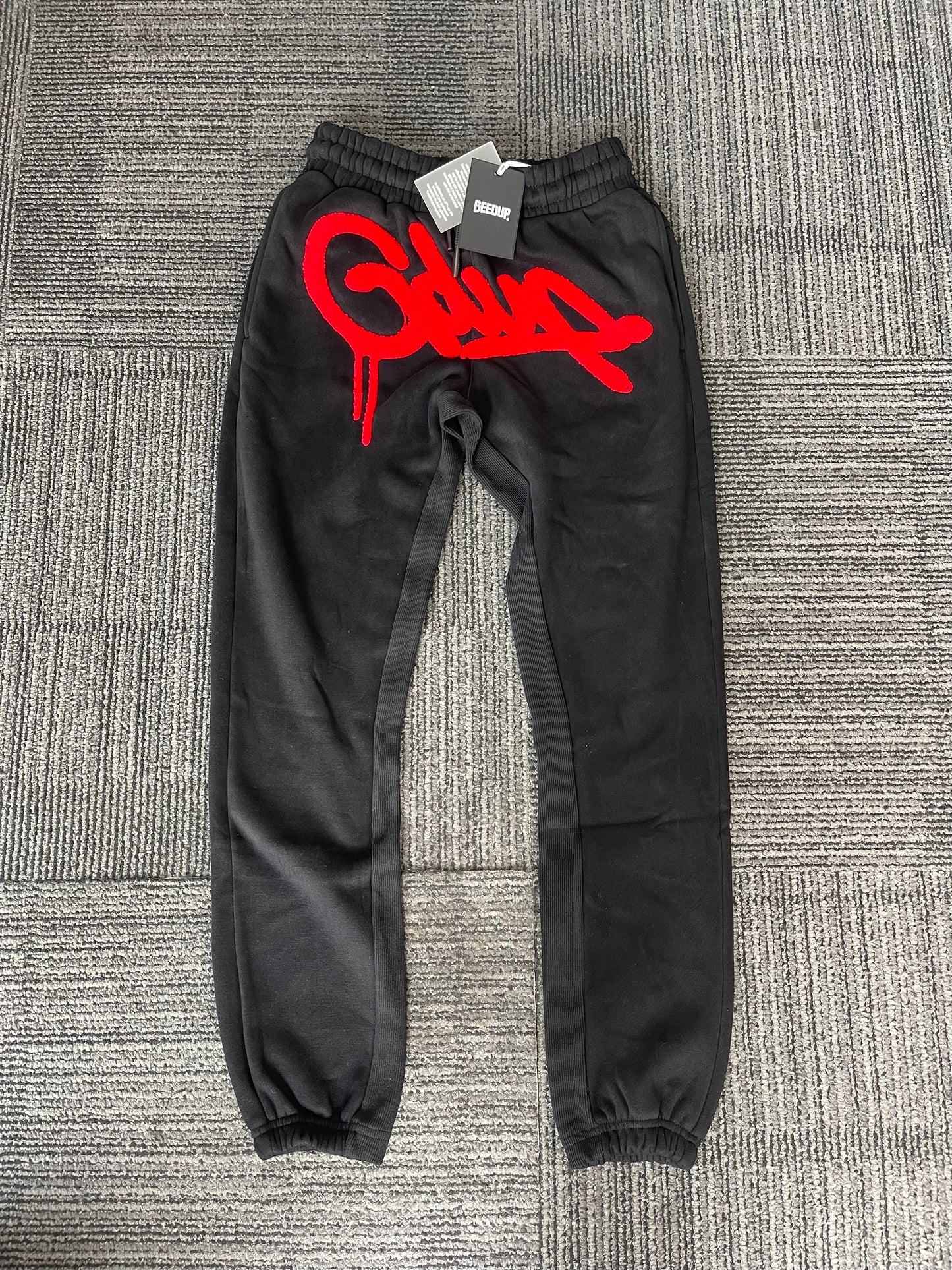 Geedup Handstyle Track Pants 'Black / Red' (2024)