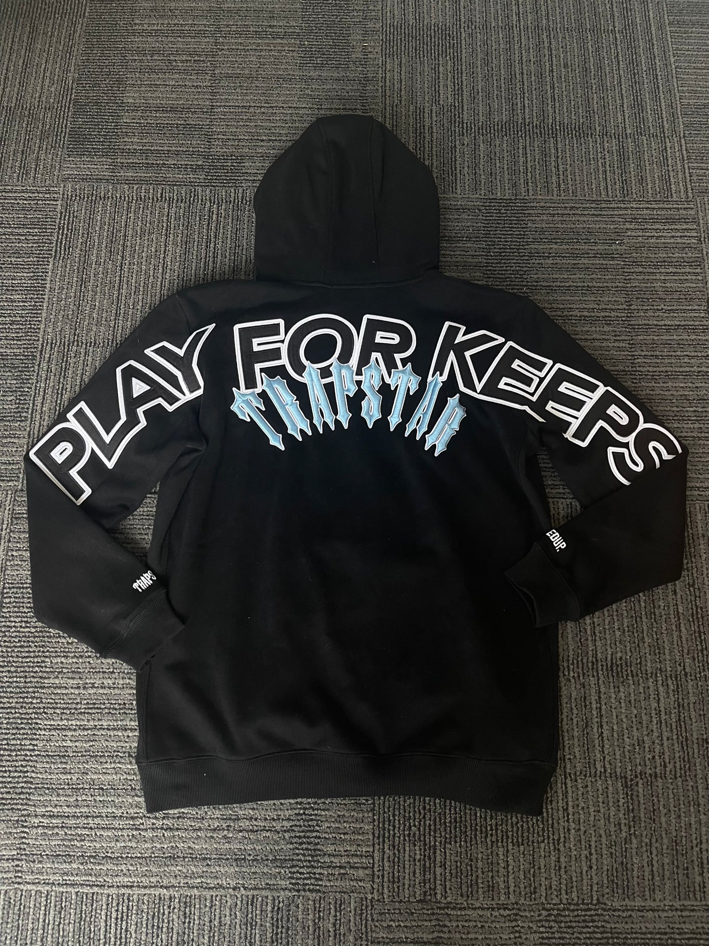 Geedup Play For Keeps x Trapstar Irongate Hoodie Black/Cool Blue (2025)