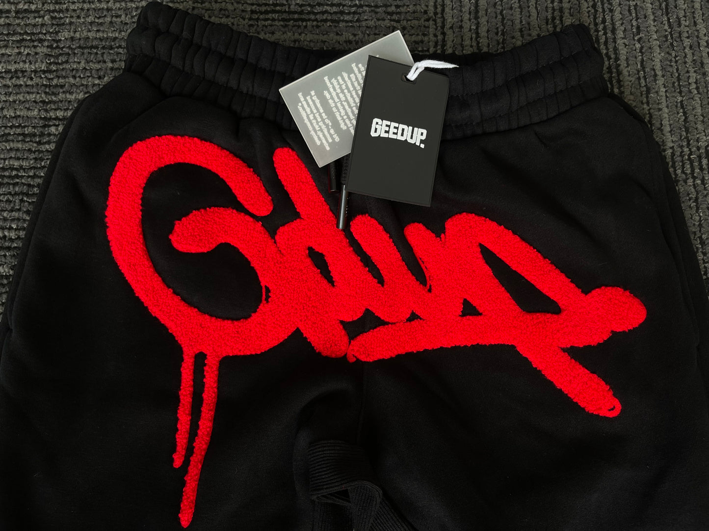 Geedup Handstyle Track Pants 'Black / Red' (2024)