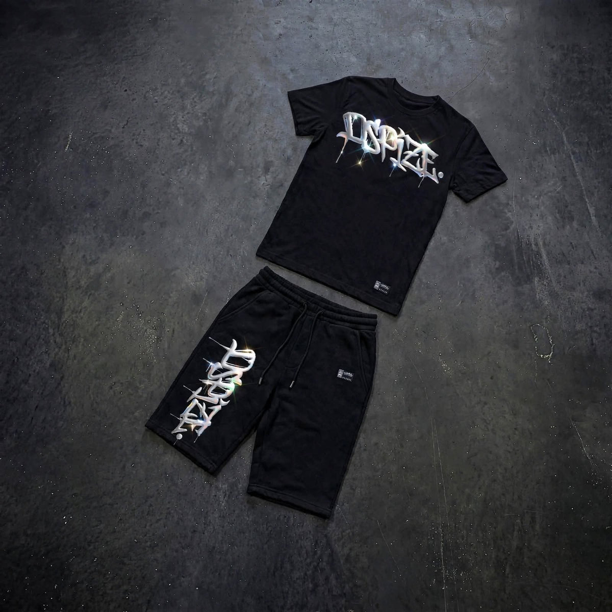 Dspize Handstyle 'Black / Chrome' Tee and Short Set