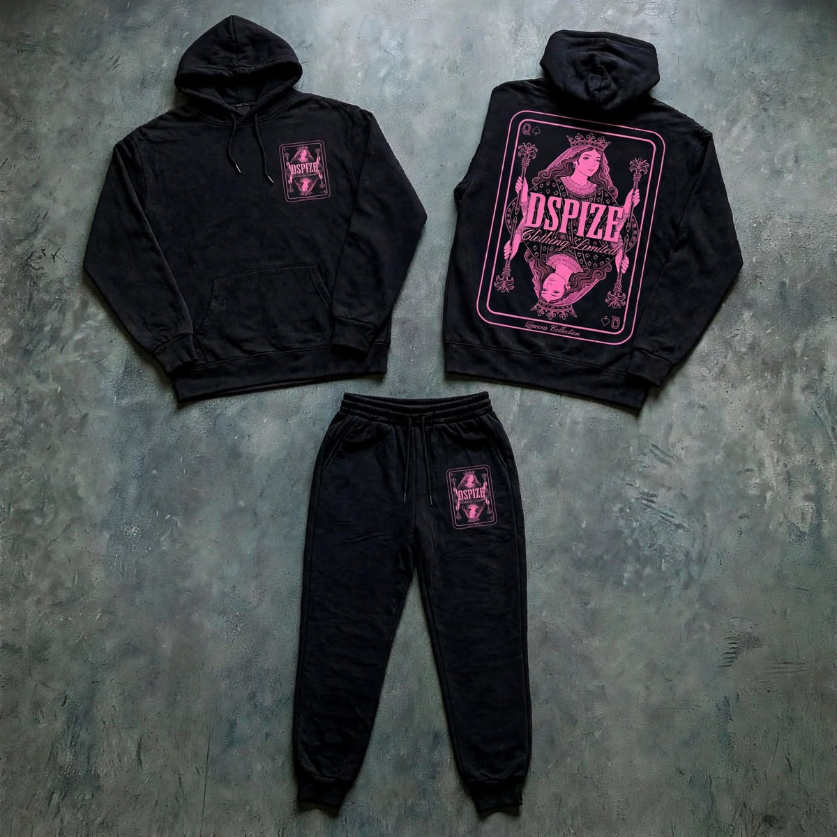 DCL Queens Collection 'Black / Pink' Hood and Track Set