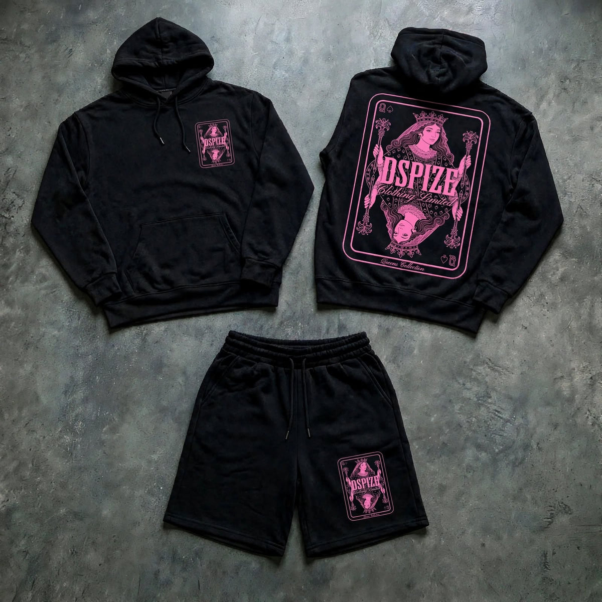 DCL Queens Collection 'Black / Pink' Hood and Short Set