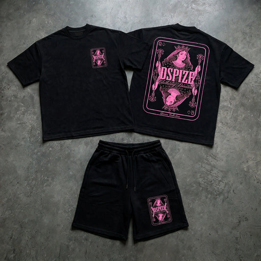 DCL Queens Collection 'Black / Pink' Tee and Short Set