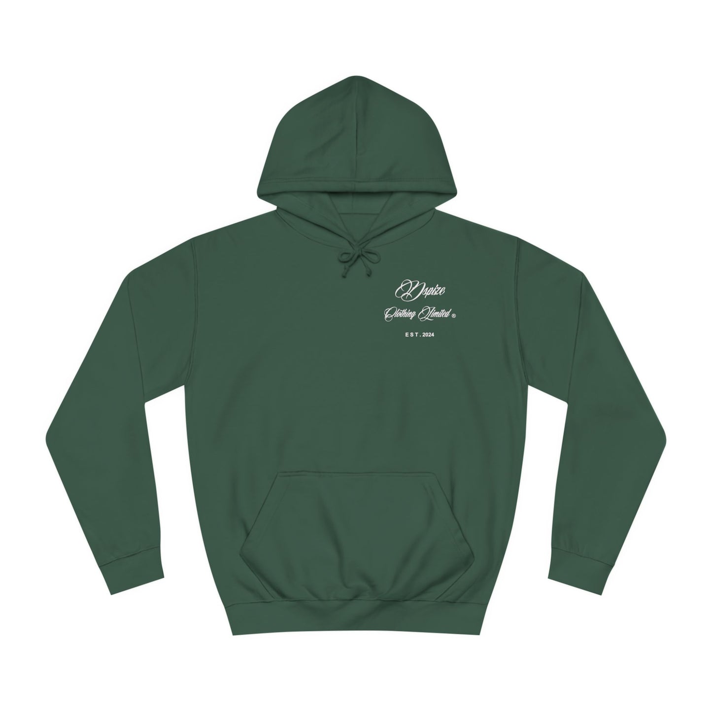 DCL White Script Forrest Green Hood