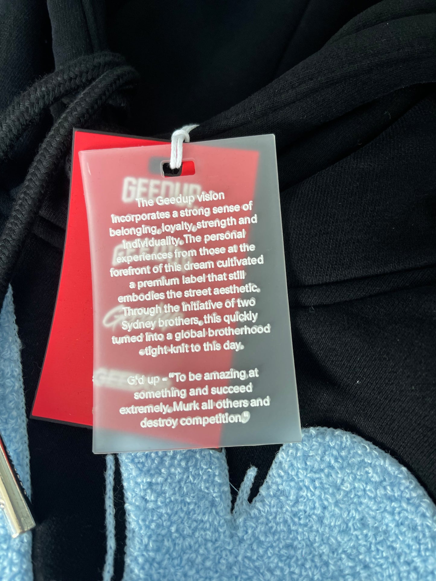 Geedup Handstyle Hoodie 'Black / Baby Blue' (2024)