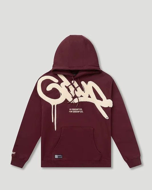 Geedup Handstyle Hoodie 'Maroon / Cream' (2024)