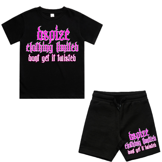 DCL Bad Manners Pink/White/Black Tee and Shorts Set (Kidz)