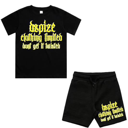 DCL Bad Manners Yellow/White/Black Tee and Shorts Set (Kidz)