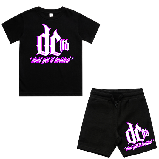 DCL DC Ltd DGIT Purple/White/Black Tee and Shorts Set (Kidz)
