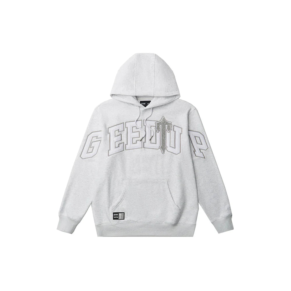 Geedup x Trapstar Team Logo x Irongate T Hoodie 'White Marle / Grey' (2025)