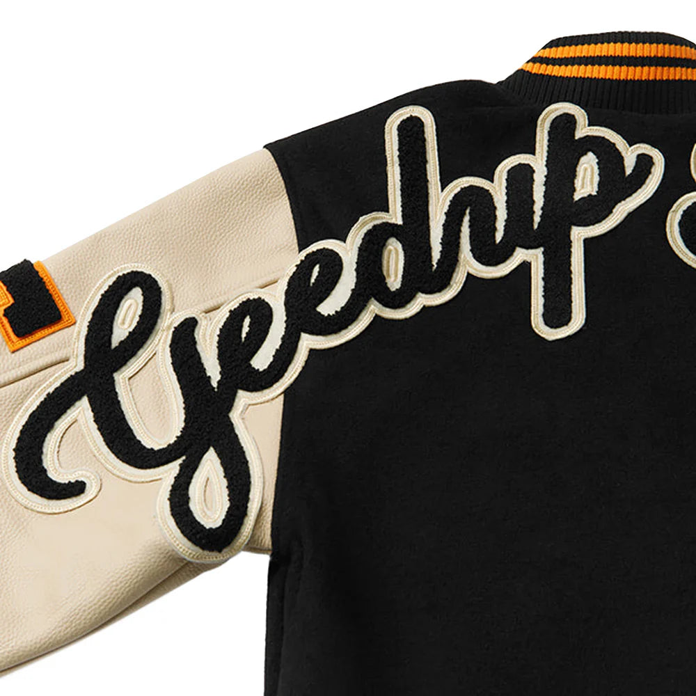 Geedup x Trapstar Letterman Jacket 'Black / Cream / Orange' (2025)