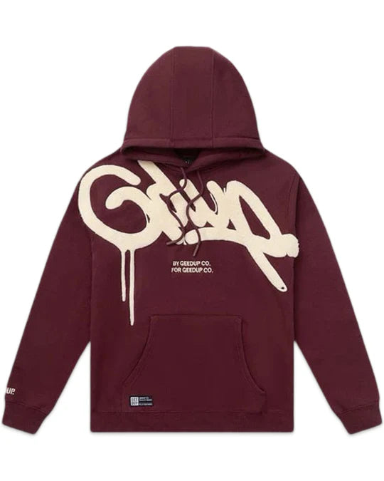Geedup Handstyle Hoodie 'Maroon / Cream' (2024)