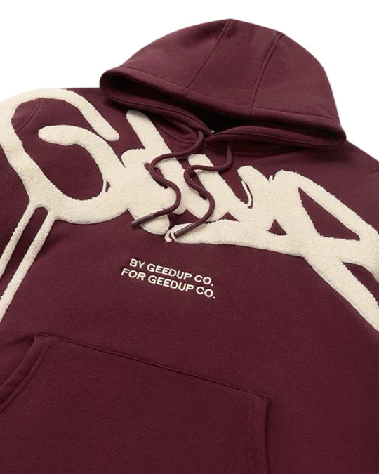 Geedup Handstyle Hoodie 'Maroon / Cream' (2024)