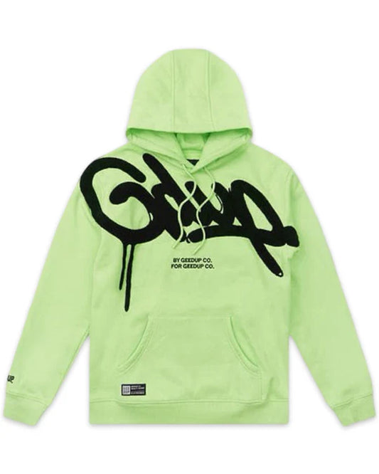 Geedup Handstyle Hoodie in Pastel Green and Black (Online)