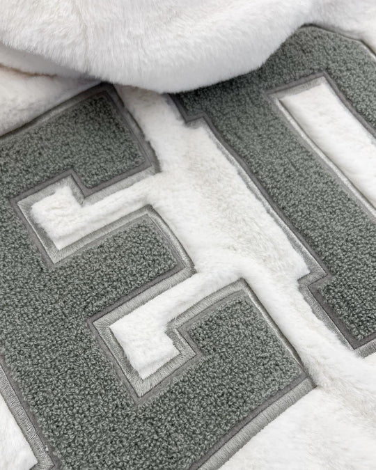 Geedup Handstyle Team Logo Reversible Bomber Jacket in White and Grey (2023)