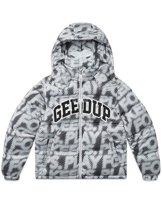 Geedup PFK Static Puffer Jacket and Ski Mask in Multi Colour Black (Online)