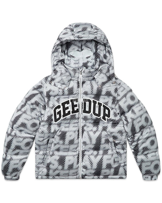 Geedup PFK Static Puffer Jacket and Ski Mask in Multi Colour Black (Online)