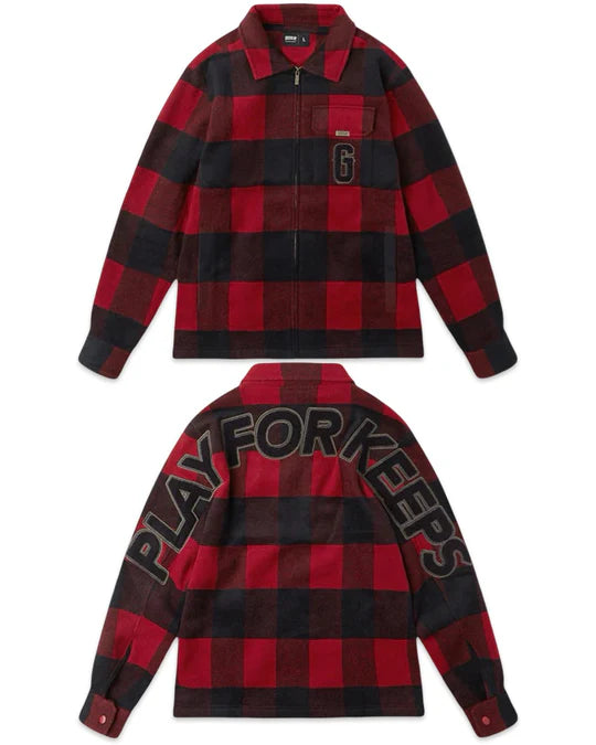 Geedup Play for Keeps PFK Flannel Jacket in Red and Navy (2024)
