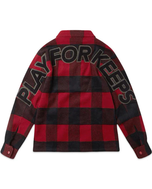 Geedup Play for Keeps PFK Flannel Jacket in Red and Navy (2024)