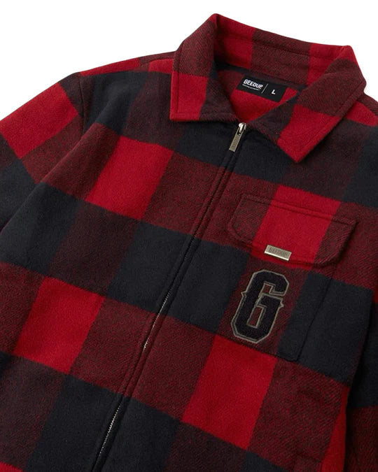 Geedup Play for Keeps PFK Flannel Jacket in Red and Navy (2024)