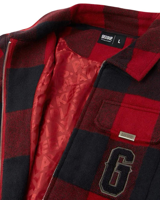 Geedup Play for Keeps PFK Flannel Jacket in Red and Navy (2024)