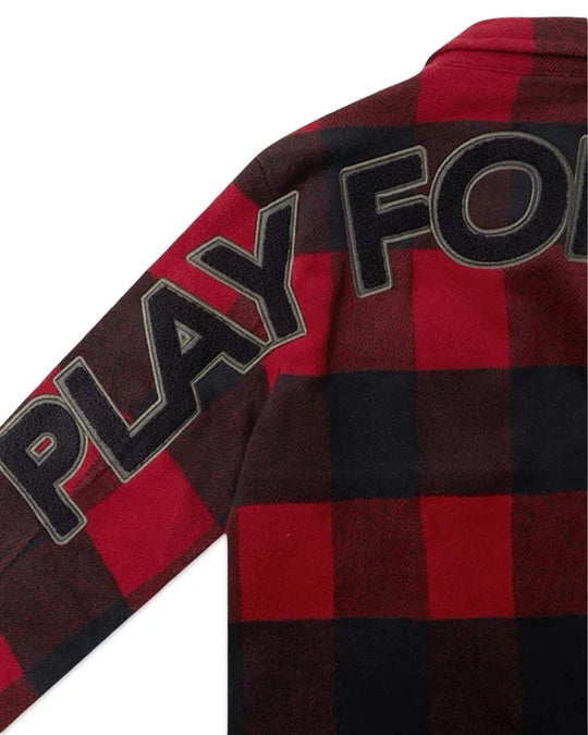 Geedup Play for Keeps PFK Flannel Jacket in Red and Navy (2024)