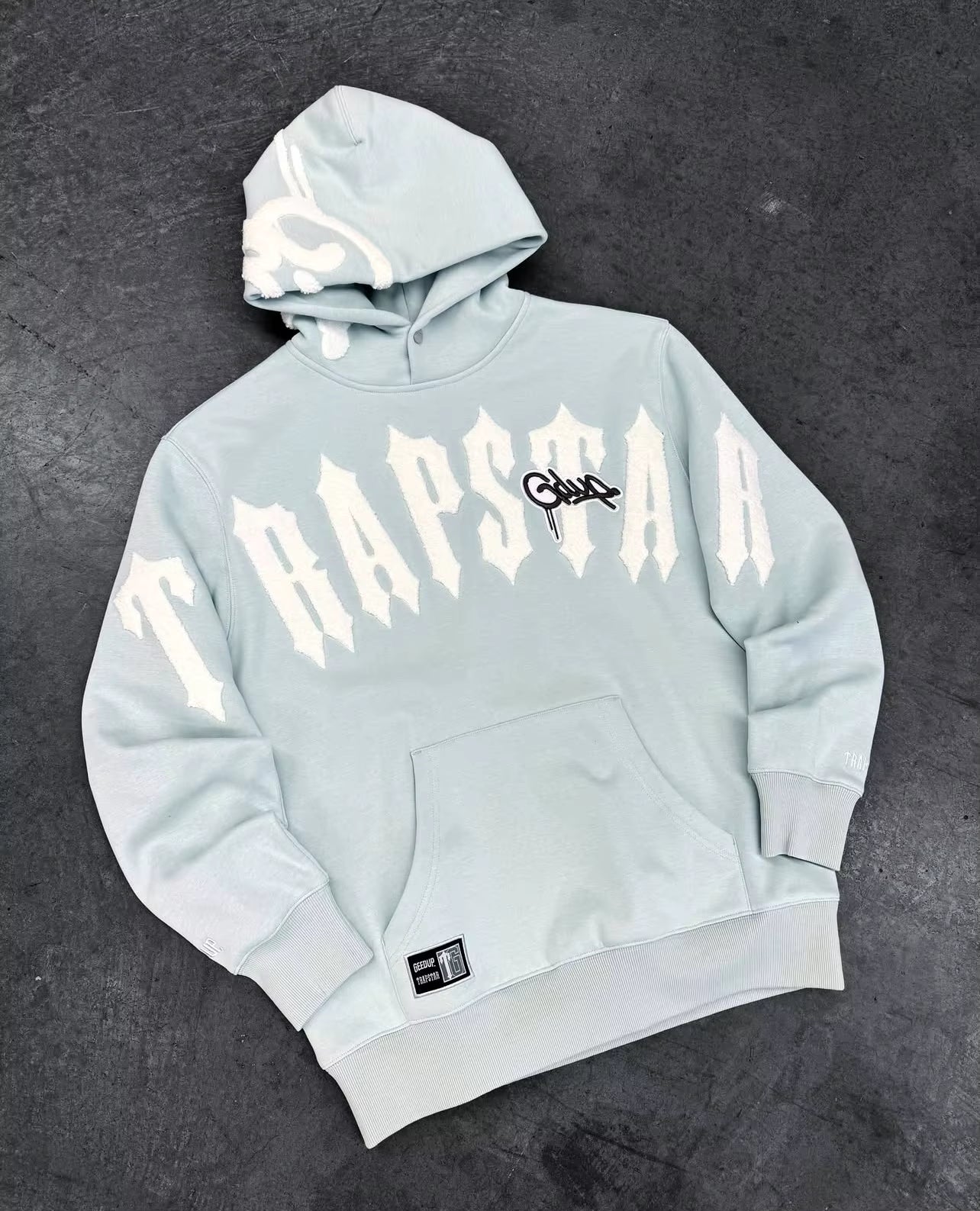 Geedup Handstyle x Trapstar Irongate Arch Hoodie 'Cool Blue White' (2025)