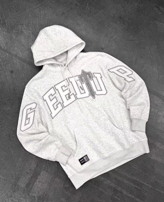 Geedup x Trapstar Team Logo x Irongate T Hoodie 'White Marle/Grey' (2025)
