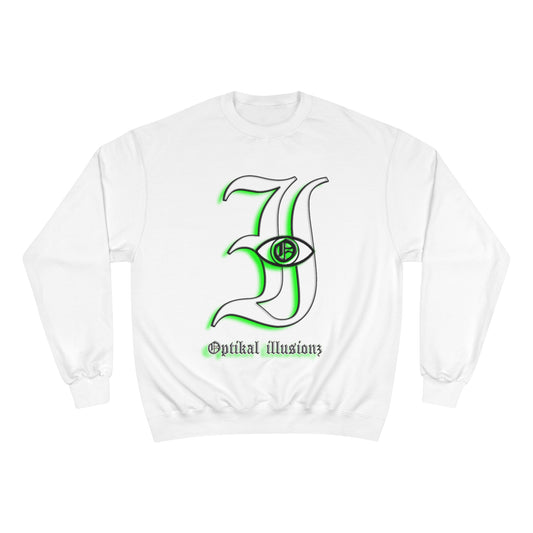 DCL Optikal illusionz Green Logo White Sweatshirt