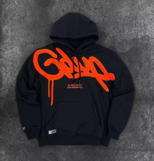 Geedup Handstyle Hoodie 'Black Burnt Orange' (2023)