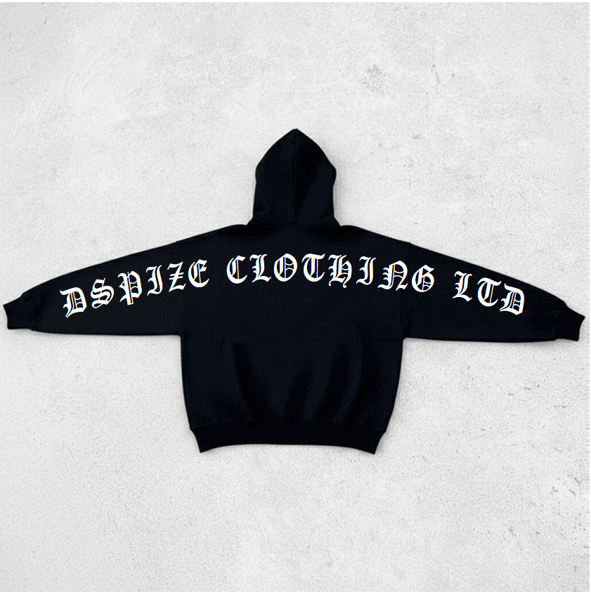 DCL DSPIZE Back Shoulder Sleeves - Pro Club Heavyweight Pullover Black Hoodie