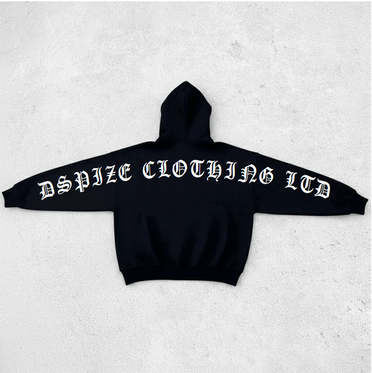 DCL DSPIZE Back Shoulder Sleeves - Pro Club Heavyweight Pullover Black Hoodie