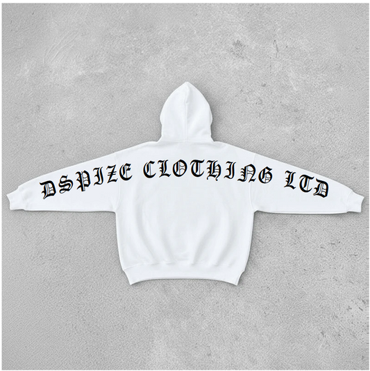DCL DSPIZE Back Shoulder Sleeves - Pro Club Heavyweight Pullover White Hoodie