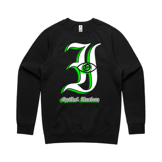 DCL Optikal illusionz Green Black Crew Neck