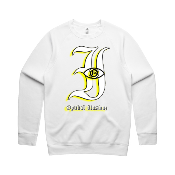DCL Optikal illusionz Yellow White Crew Neck