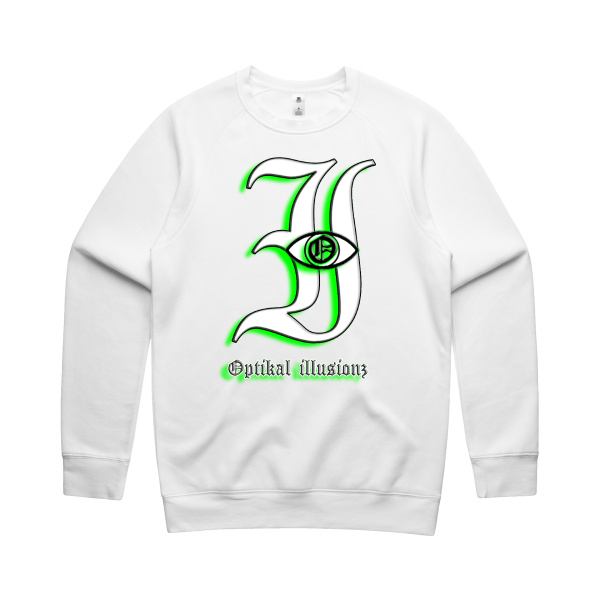 DCL Optikal illusionz Green White Crew Neck