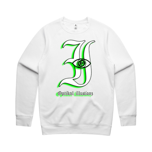 DCL Optikal illusionz Green White Crew Neck