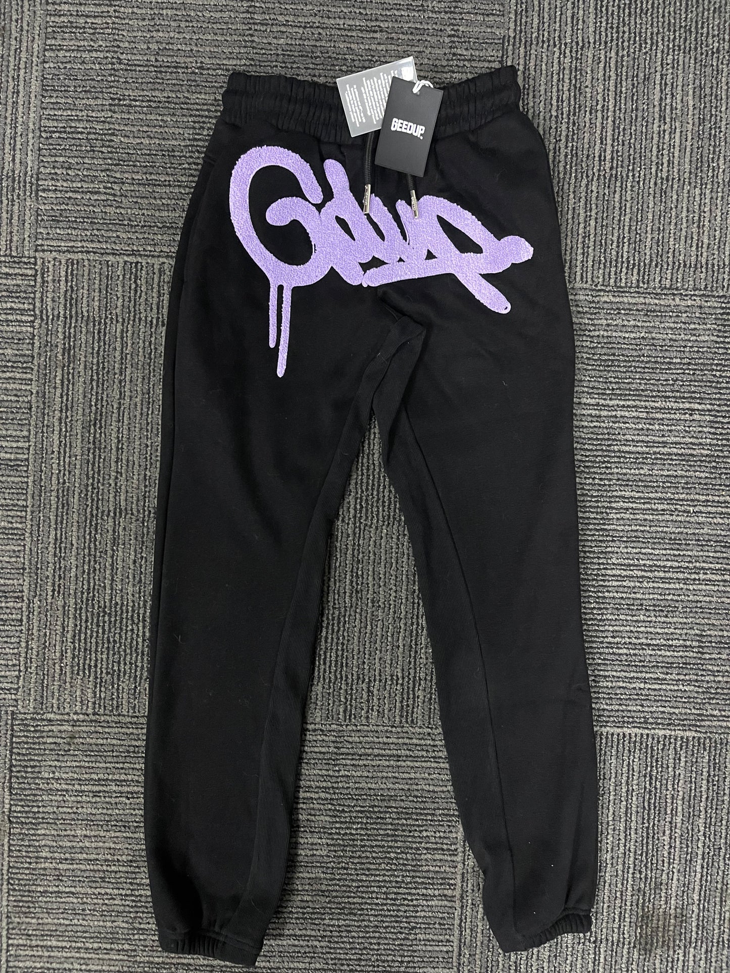Geedup Handstyle Track Pants 'Black / Lavender' (2024)
