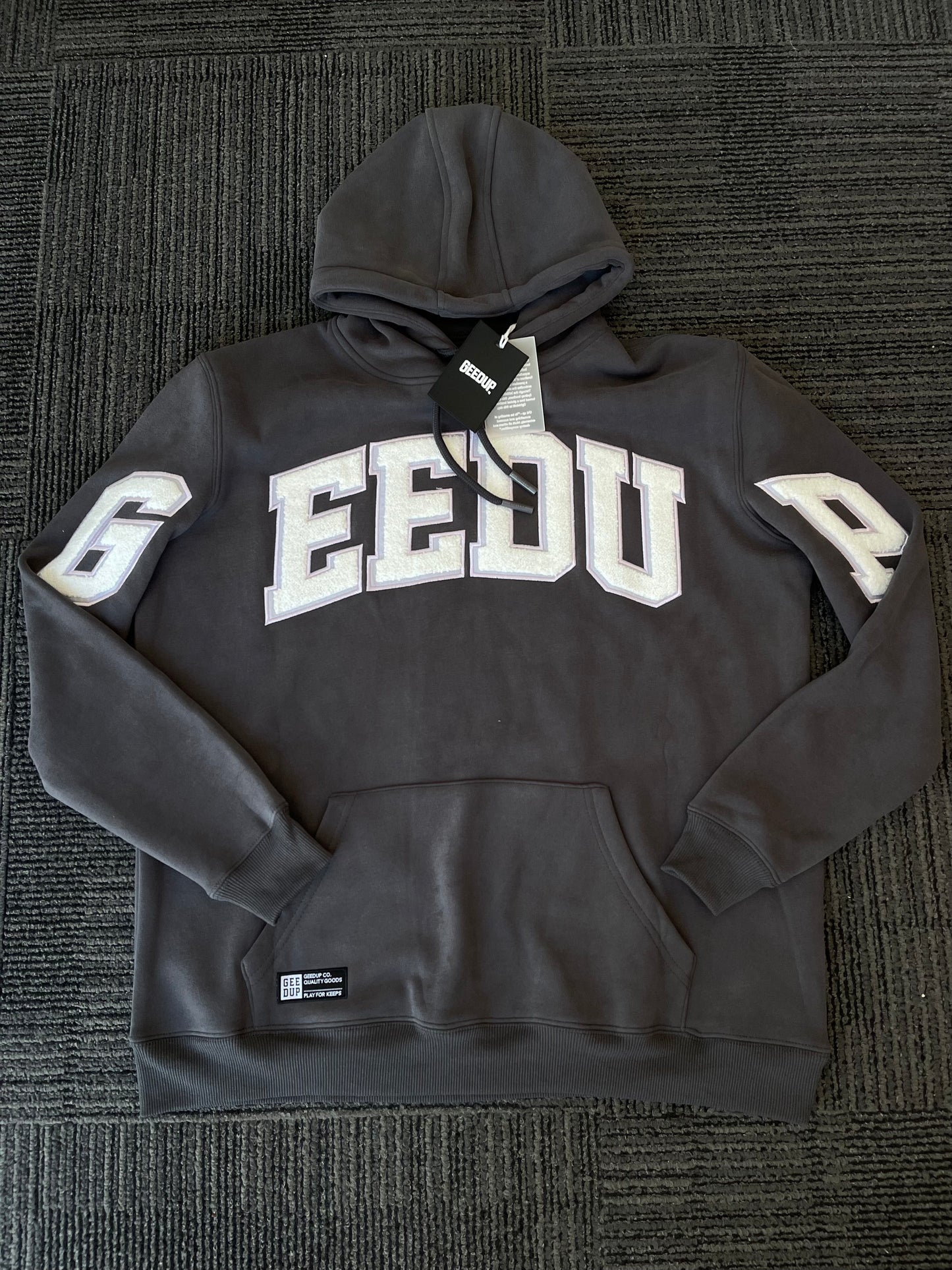 Geedup Team Logo Hoodie 'Asphalt Grey / White' (2023)