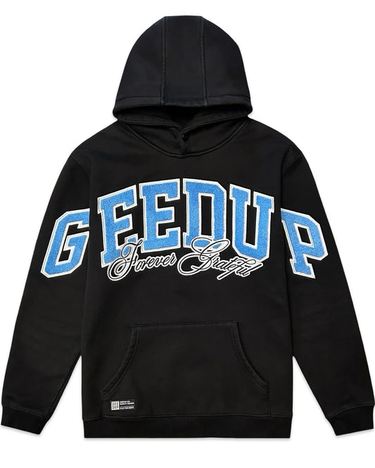 Geedup Team Logo Forever Grateful Light Blue/Black Hood