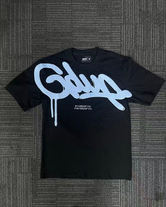 Geedup Handstyle Tee 'Black / Baby Blue' (2024)