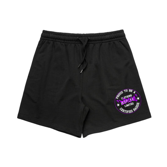 DCL Certified Baddie Purple Tag Black Shortz