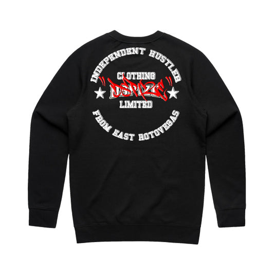 DCL Dspize Red Tag Independent Hustler From East Rotovegas Black Crew Neck