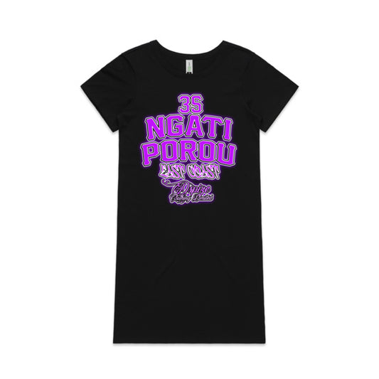 DCL 35 Ngati Porou East Coast Coasty Girl Mika Organic Purple/Black Dress
